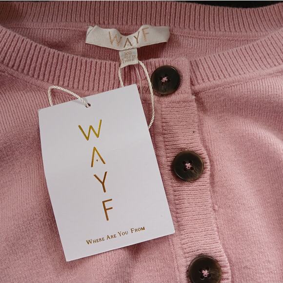NWT WAYF Women's Pink Quarter Button Long Sleeve Sweater  XS - Picture 3 of 7